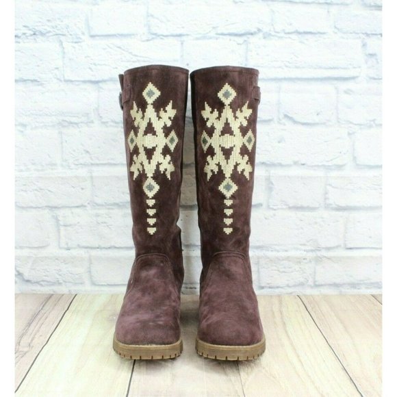 Muk Luks Purple Suede Pull On Knee High Barbie Snowflake Snow Boots Size 8 - Picture 4 of 12